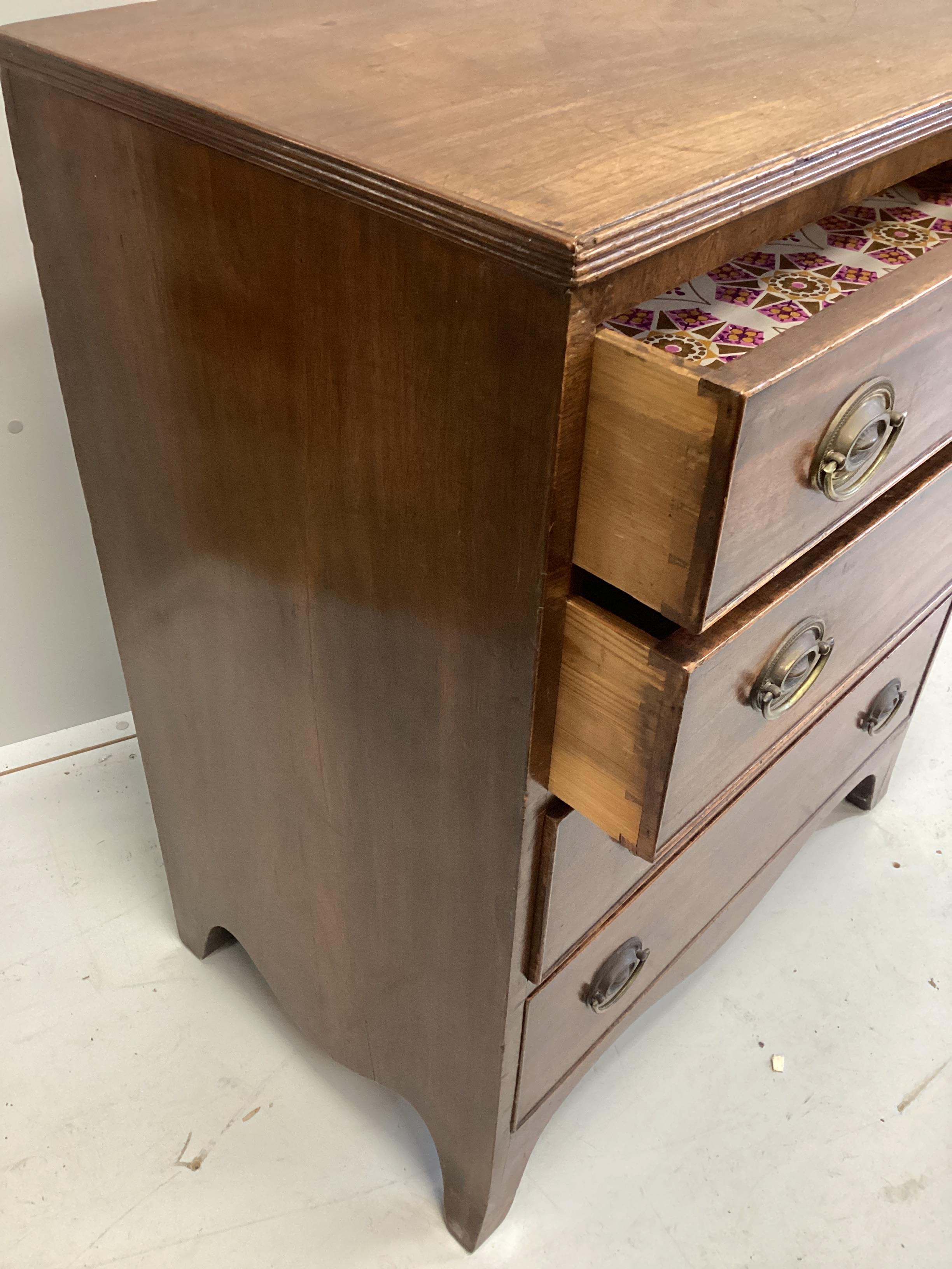 A small Regency mahogany four drawer chest, width 76cm, depth 47cm, height 93cm